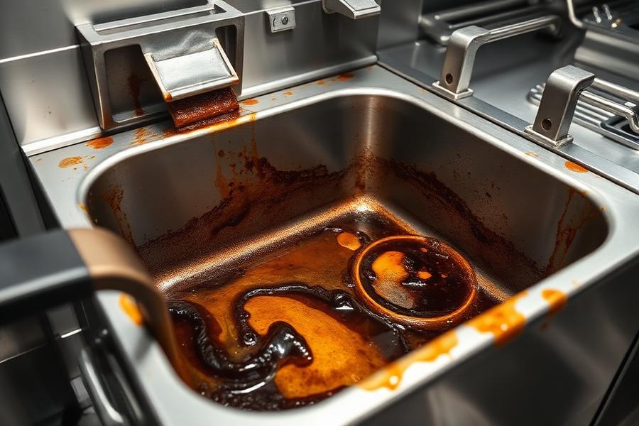 Stainless steel deep fryer being degreased